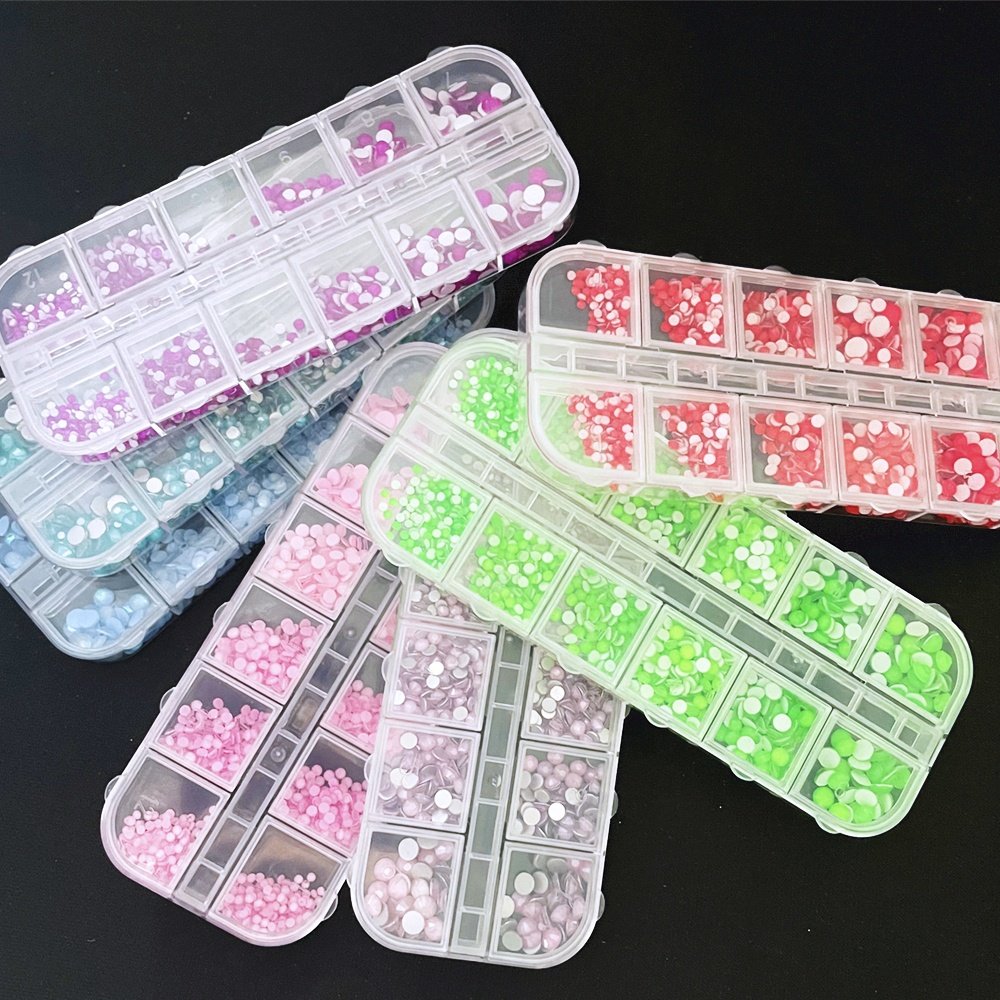 Yantuo Wholesale neon color 12 grid rhinestone Box ss6-ss20 Mix Size Rhinestones For Nails,Cups