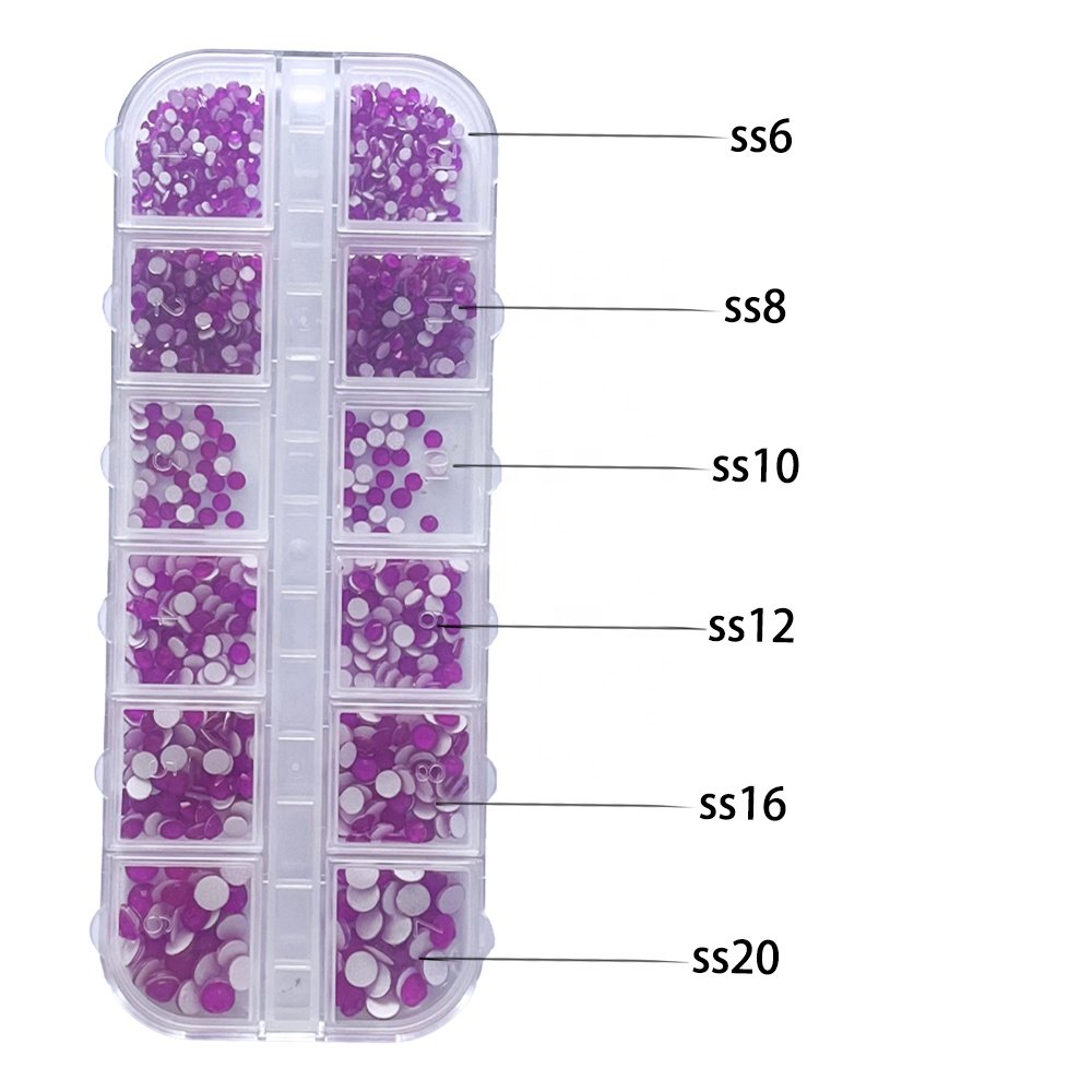 Yantuo Wholesale neon color 12 grid rhinestone Box ss6-ss20 Mix Size Rhinestones For Nails,Cups