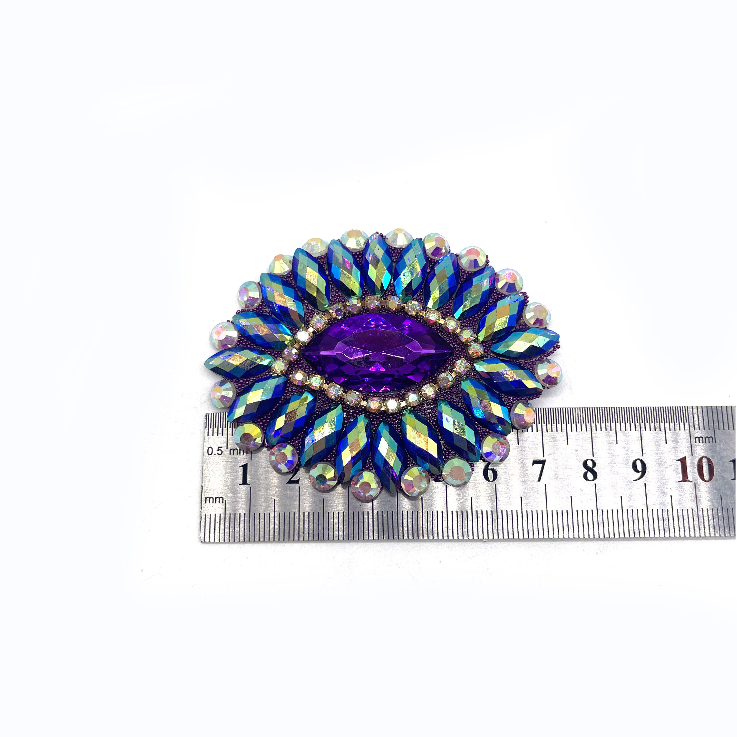 Fuban Factory Direct Gel back multicolor resin rhinestone appliques iron on rhinestone patches for carnival dance costumes
