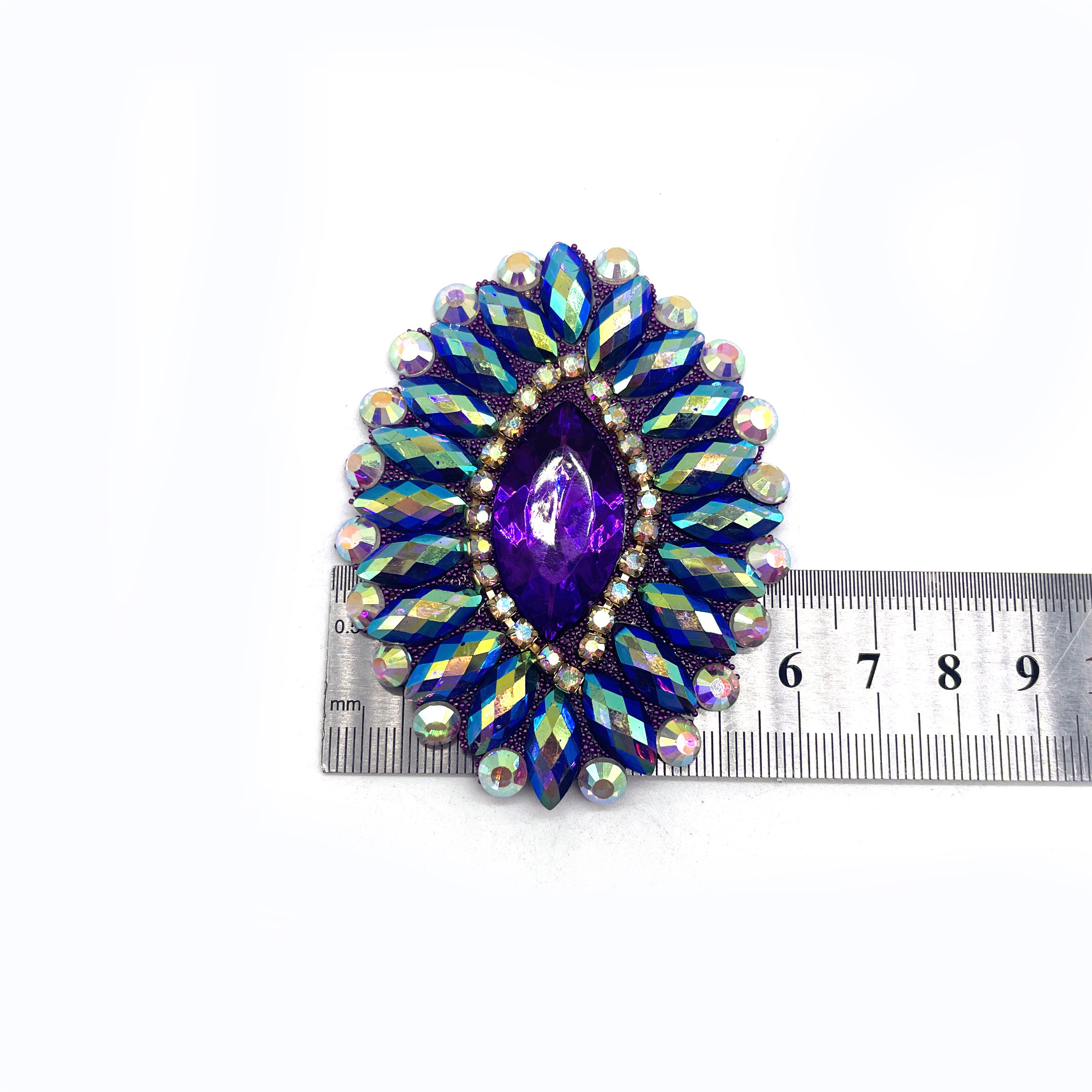 Fuban Factory Direct Gel back multicolor resin rhinestone appliques iron on rhinestone patches for carnival dance costumes