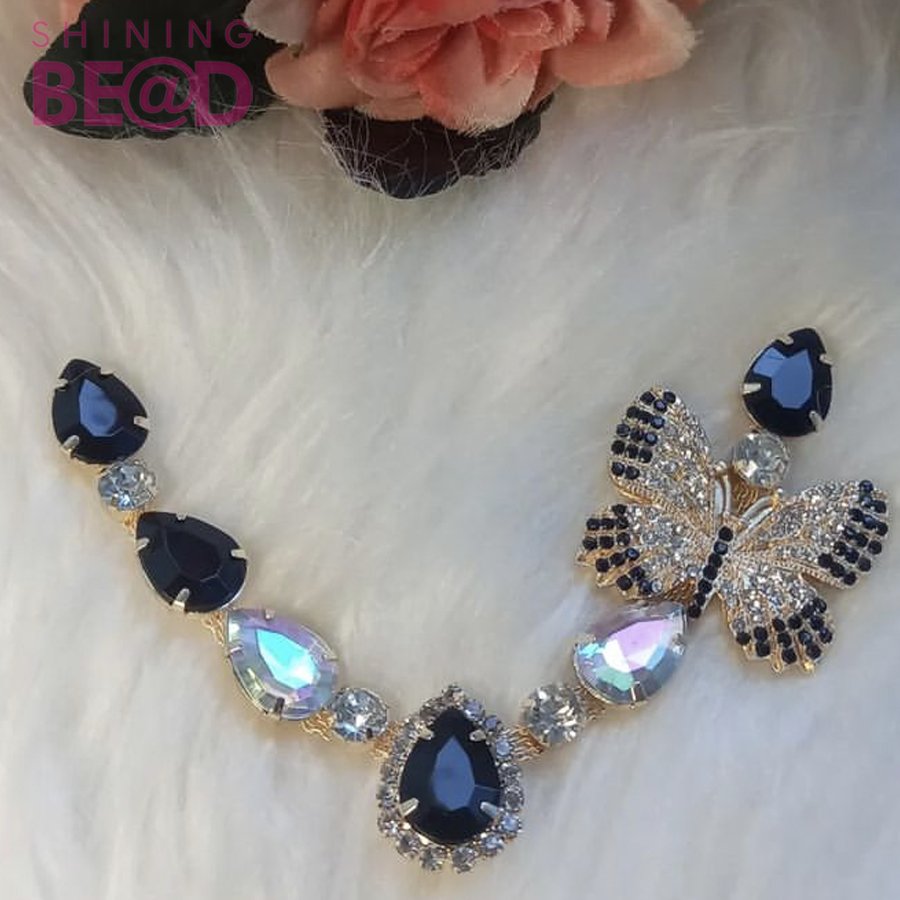 Fashion V Shape Shoe Chain Summer Beach Blue Eye Sandals Rhinestones Chains Flip Flops Slippers Shoe Chain Buckle Decorative