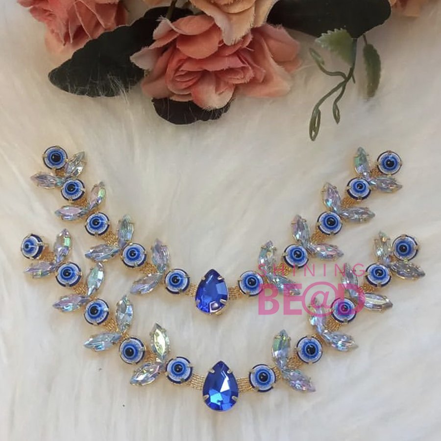 Fashion V Shape Shoe Chain Summer Beach Blue Eye Sandals Rhinestones Chains Flip Flops Slippers Shoe Chain Buckle Decorative