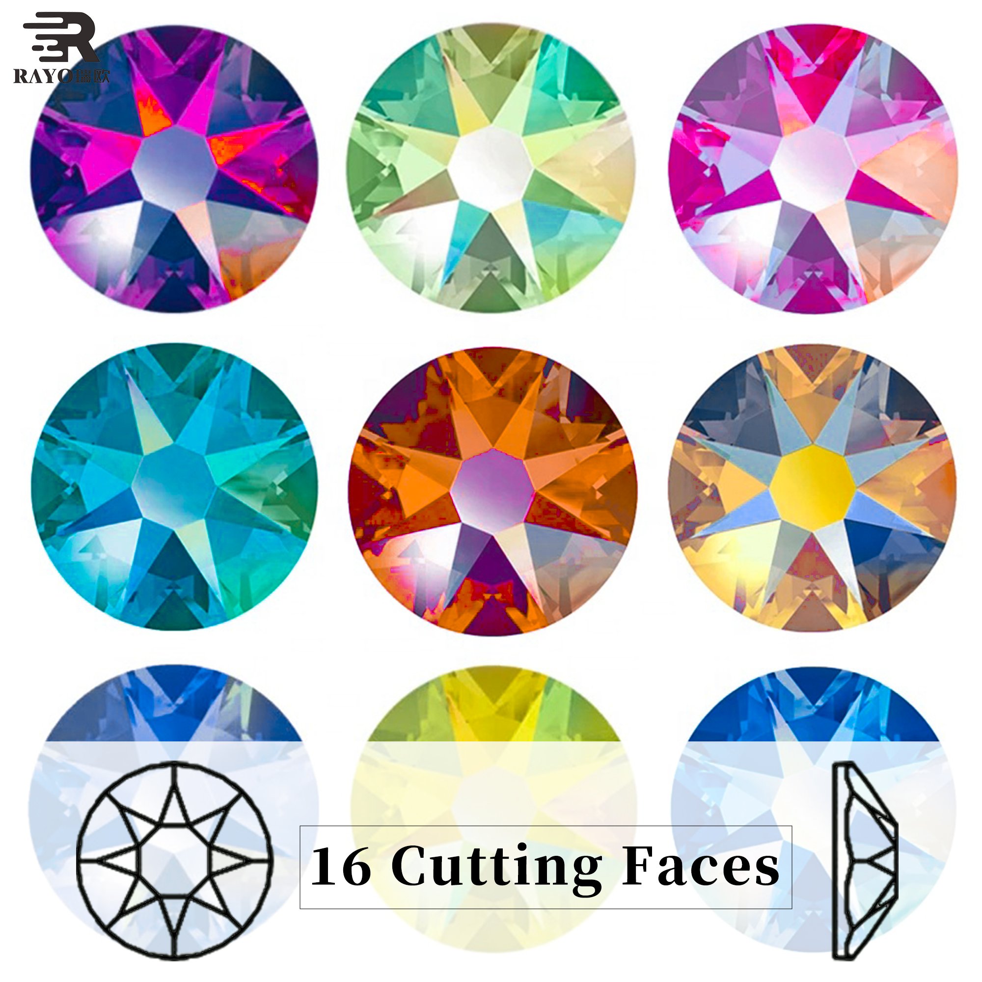 2088 Hotfix Rhinestone 16 Cutting Facets Flatback Crystal Glass For Customized Transfer Hoodies Shoes Bags DIY Crafts Projects