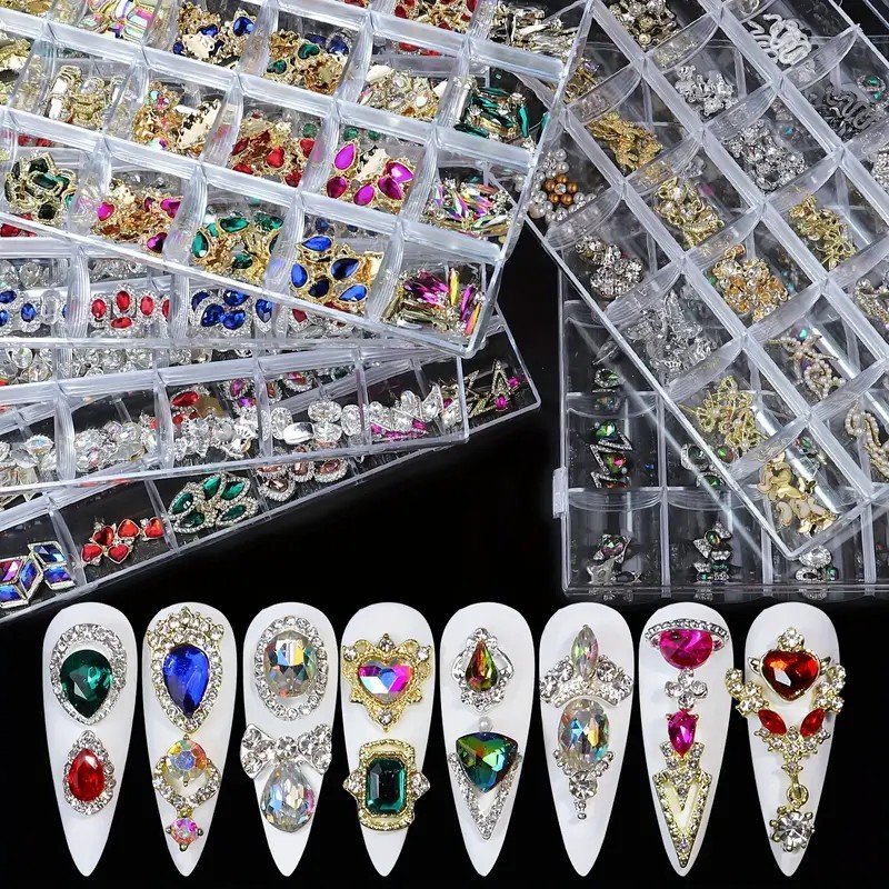 Nail Charms AB Flat Back Rhinestone Luxury 3D Crystal Stone Jewelry Nail Art Decorations