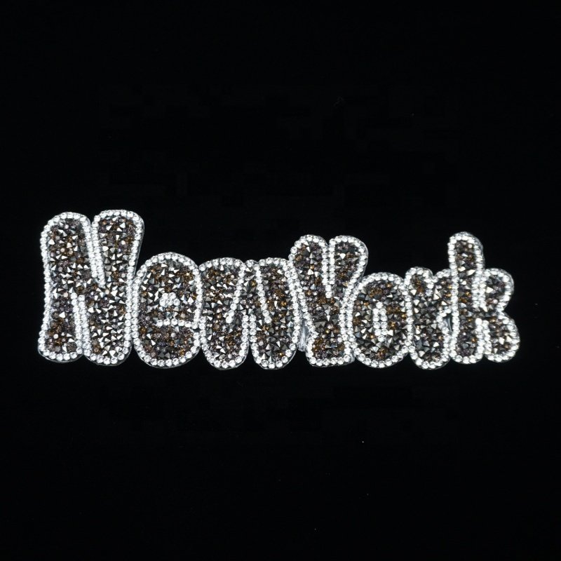 New Bling Rhinestone Letters Glitter Alphabet Applique new york Rhinestone Iron on Letter Patches for bags