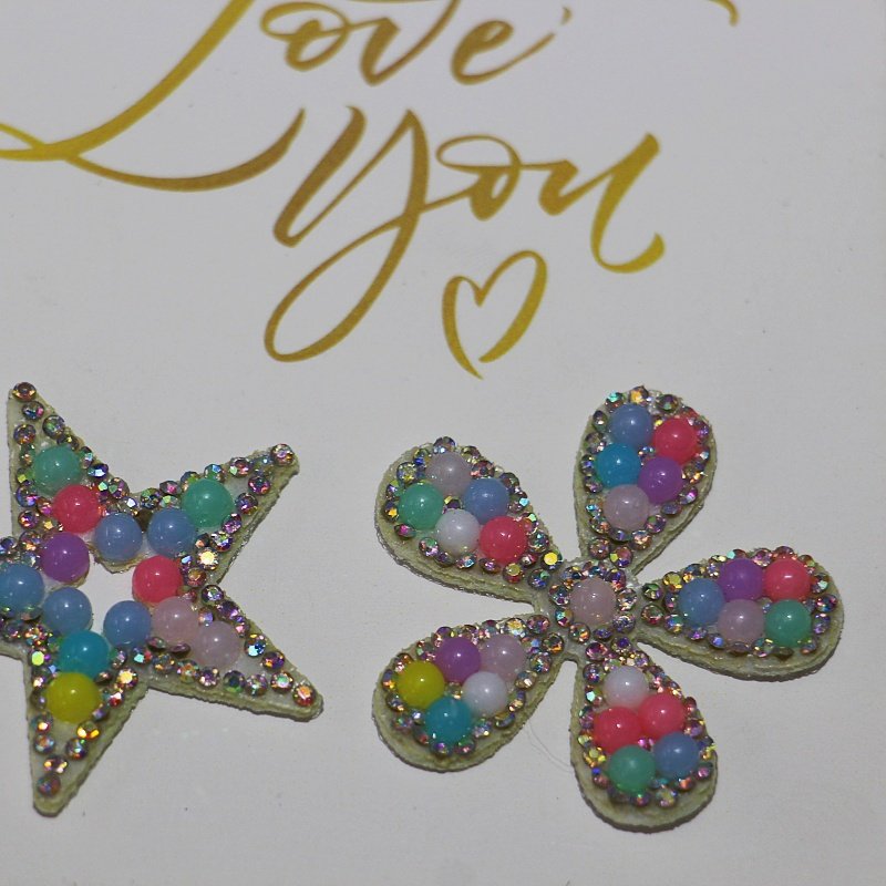New Customized Colorful Rhinestone Letter Heart-shape Patch Iron on Garments Bags Shiny DIY Decoration