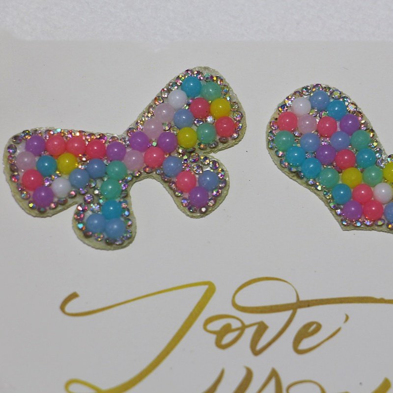 New Customized Colorful Rhinestone Letter Heart-shape Patch Iron on Garments Bags Shiny DIY Decoration