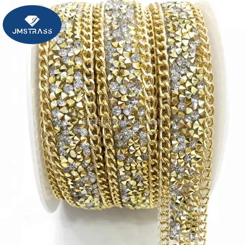 Wholesale rhinestone trim hot fix strass crystal rhinestone trimming for shoes accessories