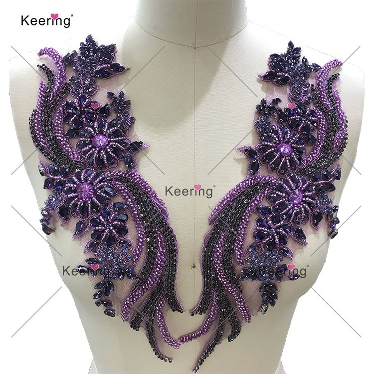 Easy to match design blingbling crystal neck piece patches rhinestone bodice applique for women dress clothing WDP-303