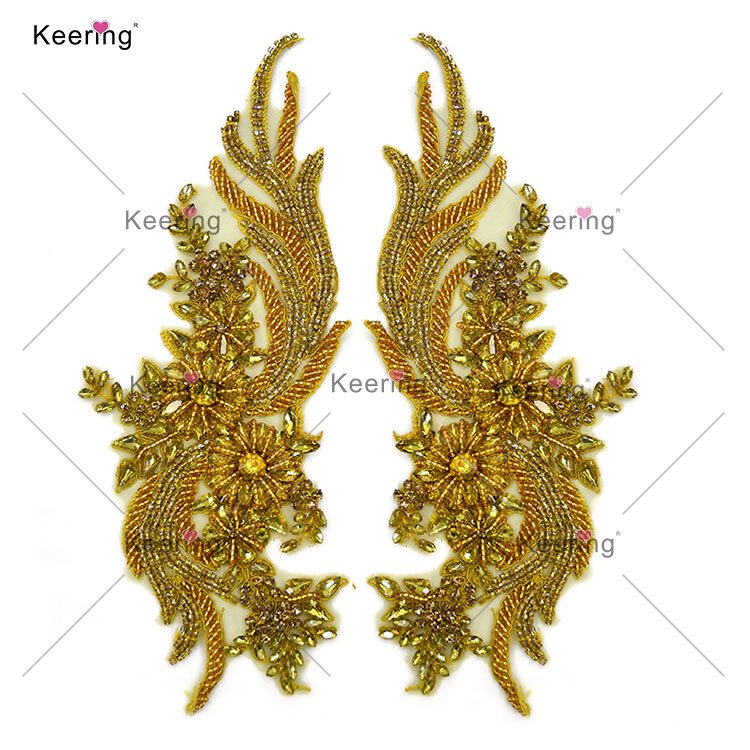 Easy to match design blingbling crystal neck piece patches rhinestone bodice applique for women dress clothing WDP-303