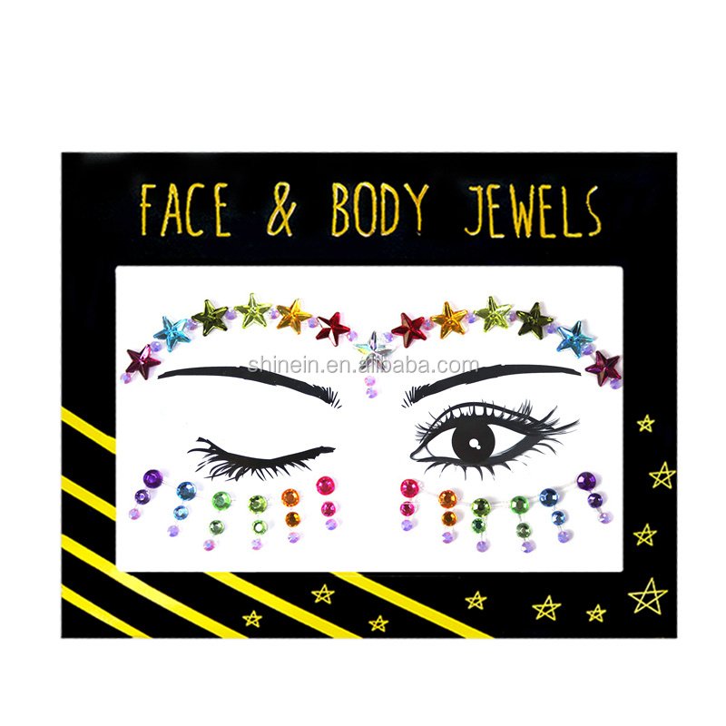 Wholesale Temporary Flower Jewel Face Stickers Tattoo Adhesive Rhinestone Sticker Face Gems Jewels for Kids Girl Party Makeup