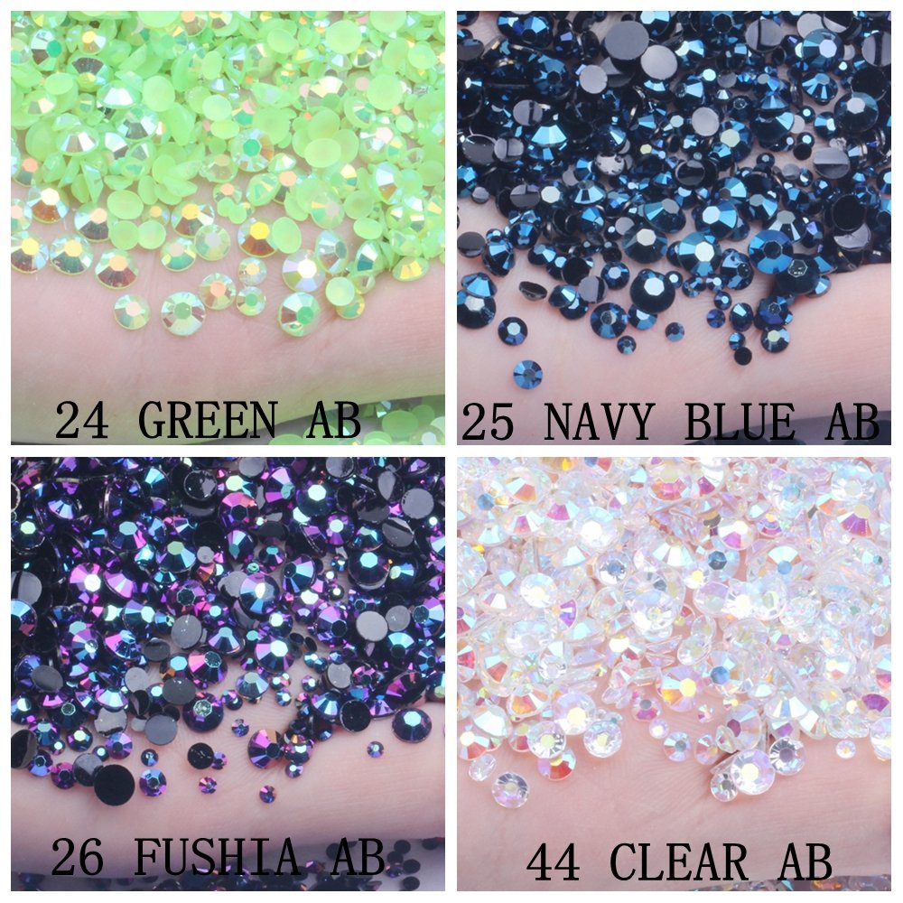 Resin Rhinestones Flatback Round Glue on Non Hotfix Stones Appliques 2-6mm Mixed Colors Rhinestones Snake Hot Transfer 2mm-6mm