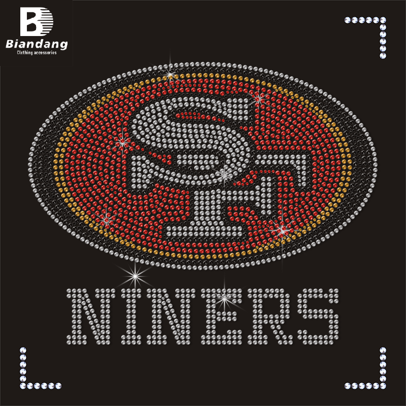San Francisco 49ers Rhinestones Bling Transfer Lip Bling Rhinestone Custom Transfers Sheets