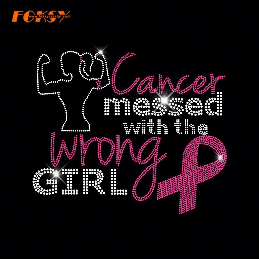Custom Hot Fix Breast Cancer Awareness Month Iron on Pink Breast Cancer Awareness Hotfix Rhinestone Transfer For Cancer