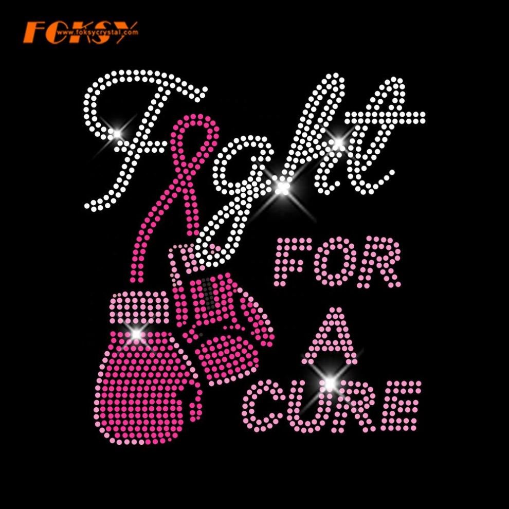 Custom Hot Fix Breast Cancer Awareness Month Iron on Pink Breast Cancer Awareness Hotfix Rhinestone Transfer For Cancer