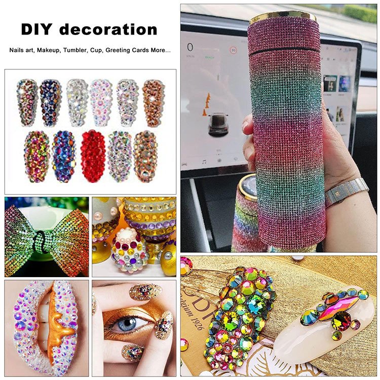 High Quality Non Hotfix Crystal Rhinestone, Mix Sizes SS4-SS20 Glass Rhinestones Flatback Gemstones for Crafts Nail Decoration
