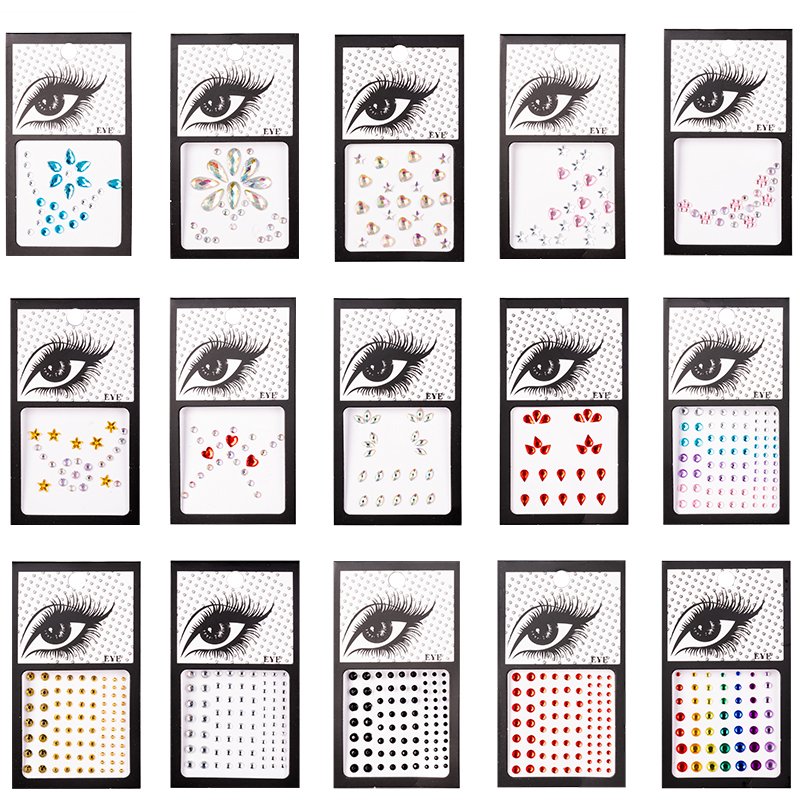 2021 Christmas Halloween Makeup Face Sticker Eco-friendly Face Crystal Sticker Rhinestone Body Temporary Tattoo Sticker