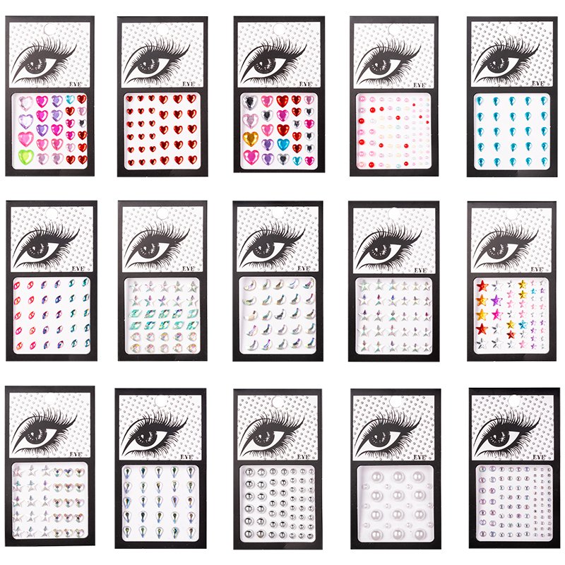 2021 Christmas Halloween Makeup Face Sticker Eco-friendly Face Crystal Sticker Rhinestone Body Temporary Tattoo Sticker
