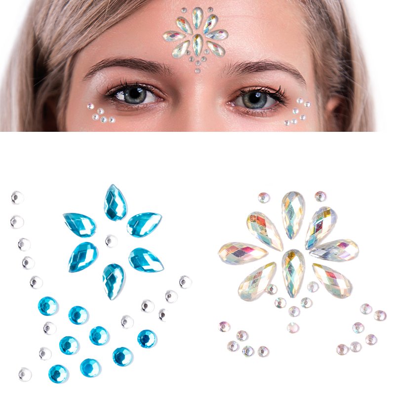 2021 Christmas Halloween Makeup Face Sticker Eco-friendly Face Crystal Sticker Rhinestone Body Temporary Tattoo Sticker