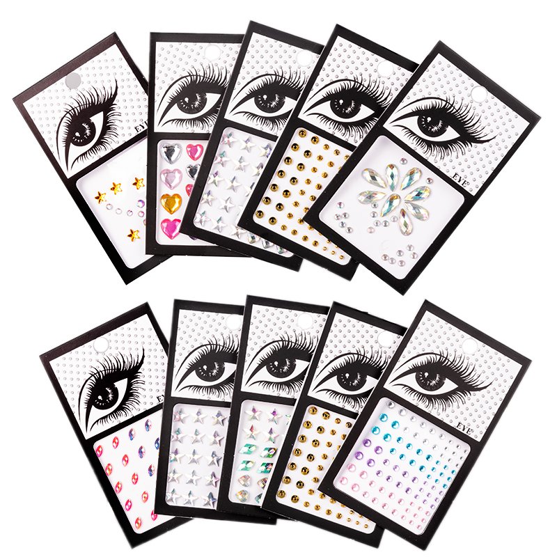 2021 Christmas Halloween Makeup Face Sticker Eco-friendly Face Crystal Sticker Rhinestone Body Temporary Tattoo Sticker