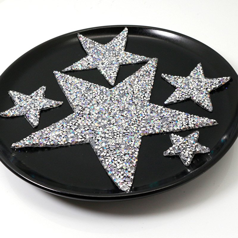 Luxury Custom Design Bling bling Iron On Rhinestone Patches Rhinestone Heat Transfer Iron On Patch For Clothing