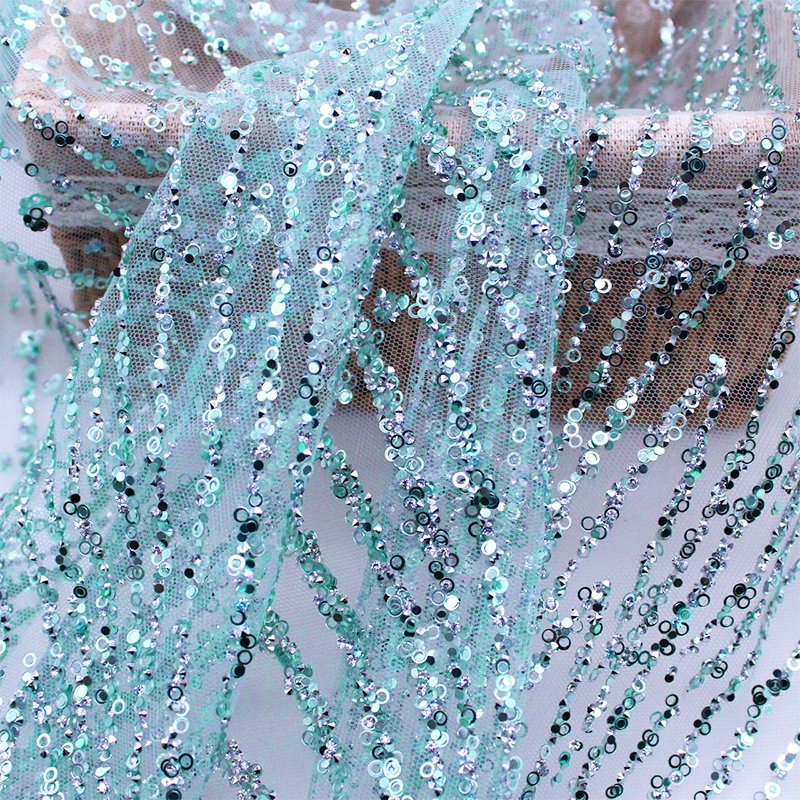 French Fashion Women's Banquet Dress Fabric with sparkling rhinestone fabric Luxury fabric for women's dress
