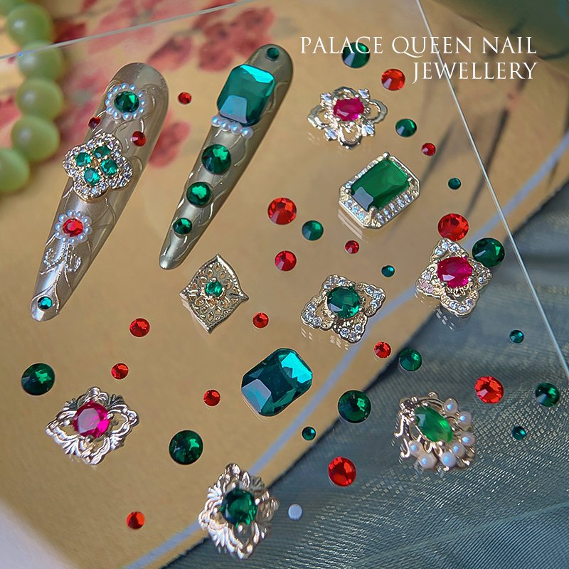 Nail Rhinestones Emerald /Rubine Nail Charms Jewelry Parts Gems Crystal DIY Nail Art Decorations Accessories Stone