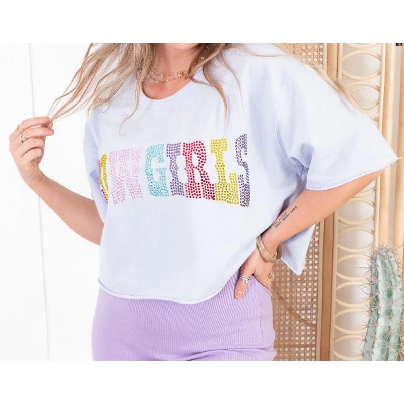 Fashion Bling TShirt Sparkly Personalized Rhinestone Graphic Tee Custom Glam Rhinestone Tshirt Cowgirls Rhinestone Tee