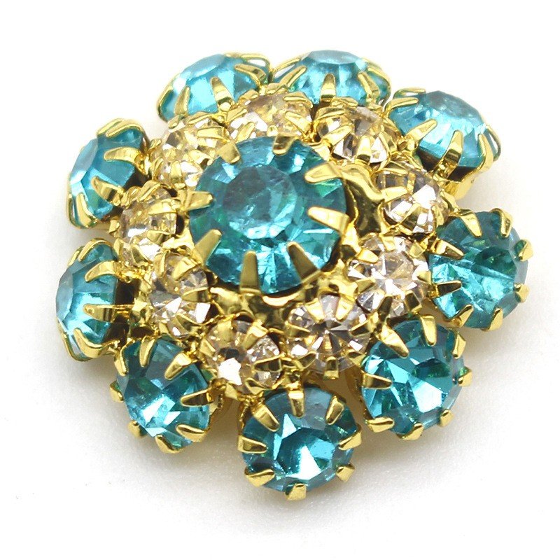 Fancy Alloy Sewing Button Round Crystal Snap Color Rhinestones Flower Shank Buttons