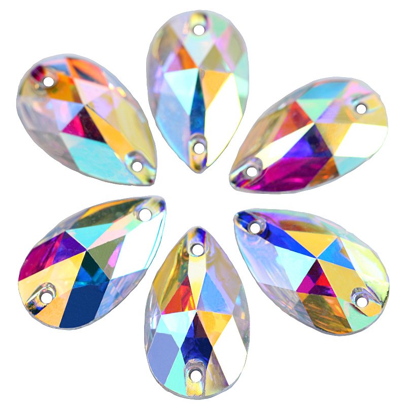AB Resin Sew-on Rhinestones Crystal Sewing Rhinestone for Garment Round Sew on Rhinestones Flatback High Quality Machine Cut
