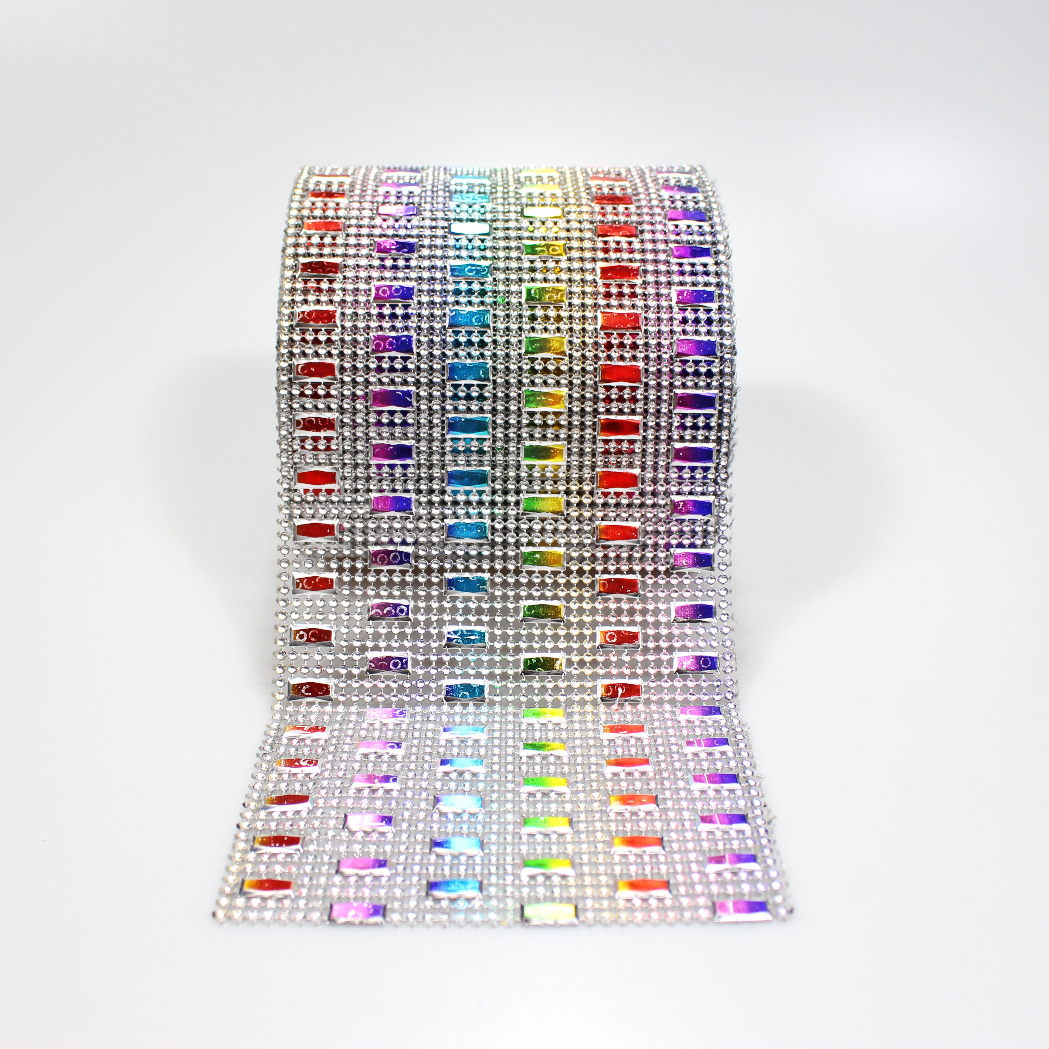 6 rows Sparkling square Diamond Mesh Wrap Roll Faux Crystal Faux Rhinestone Diamante Ribbon
