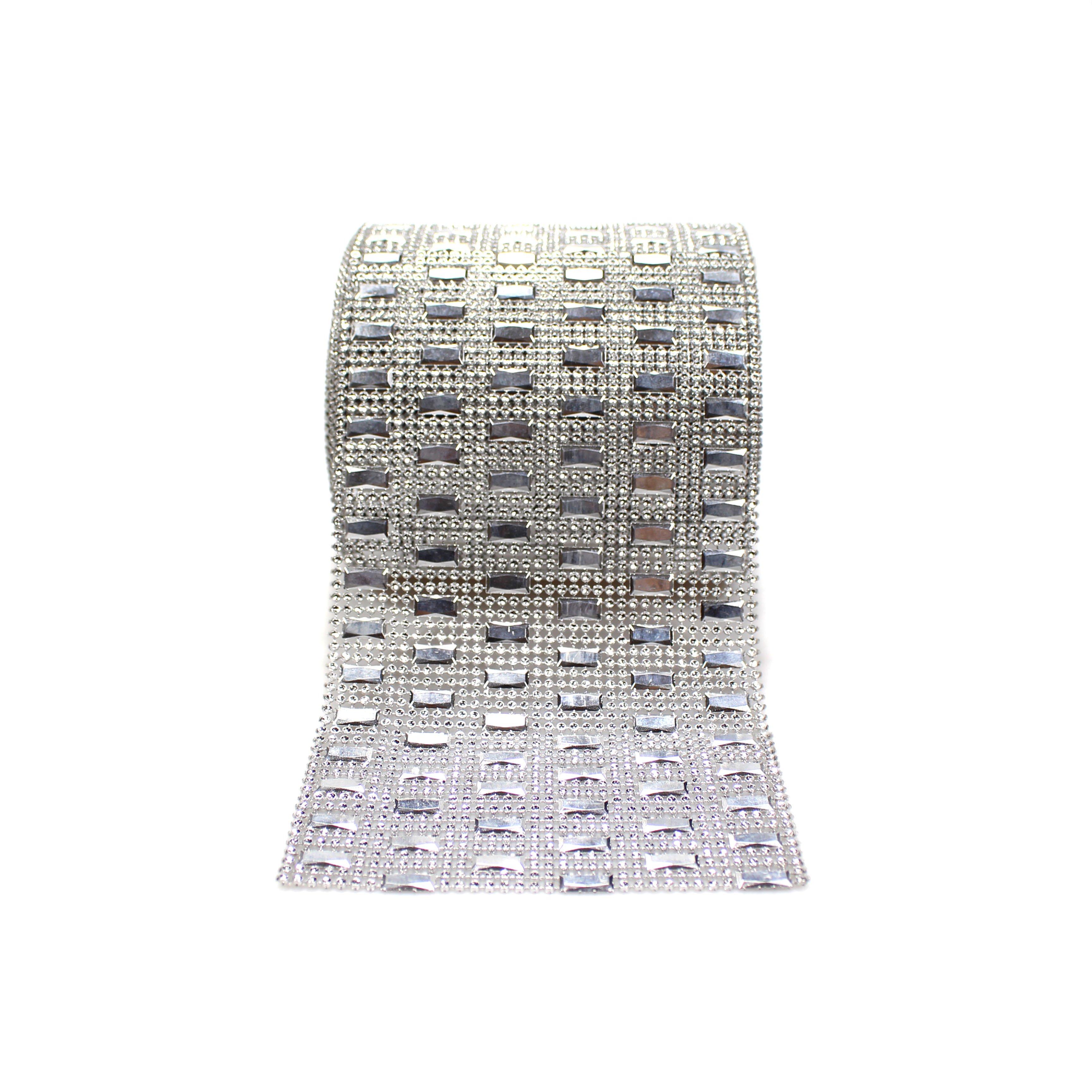 6 rows Sparkling square Diamond Mesh Wrap Roll Faux Crystal Faux Rhinestone Diamante Ribbon