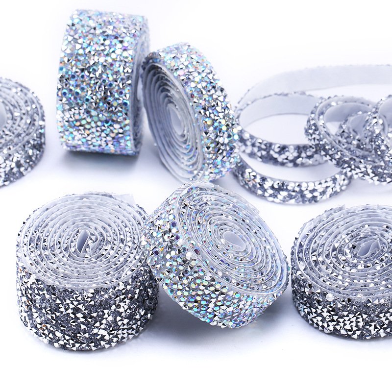 New Trends Shiny Resin Rhinestone Trim Wrap Gem Stickers Self-Adhesive Rhinestone Tape Cake Decoration rhinestone accessories