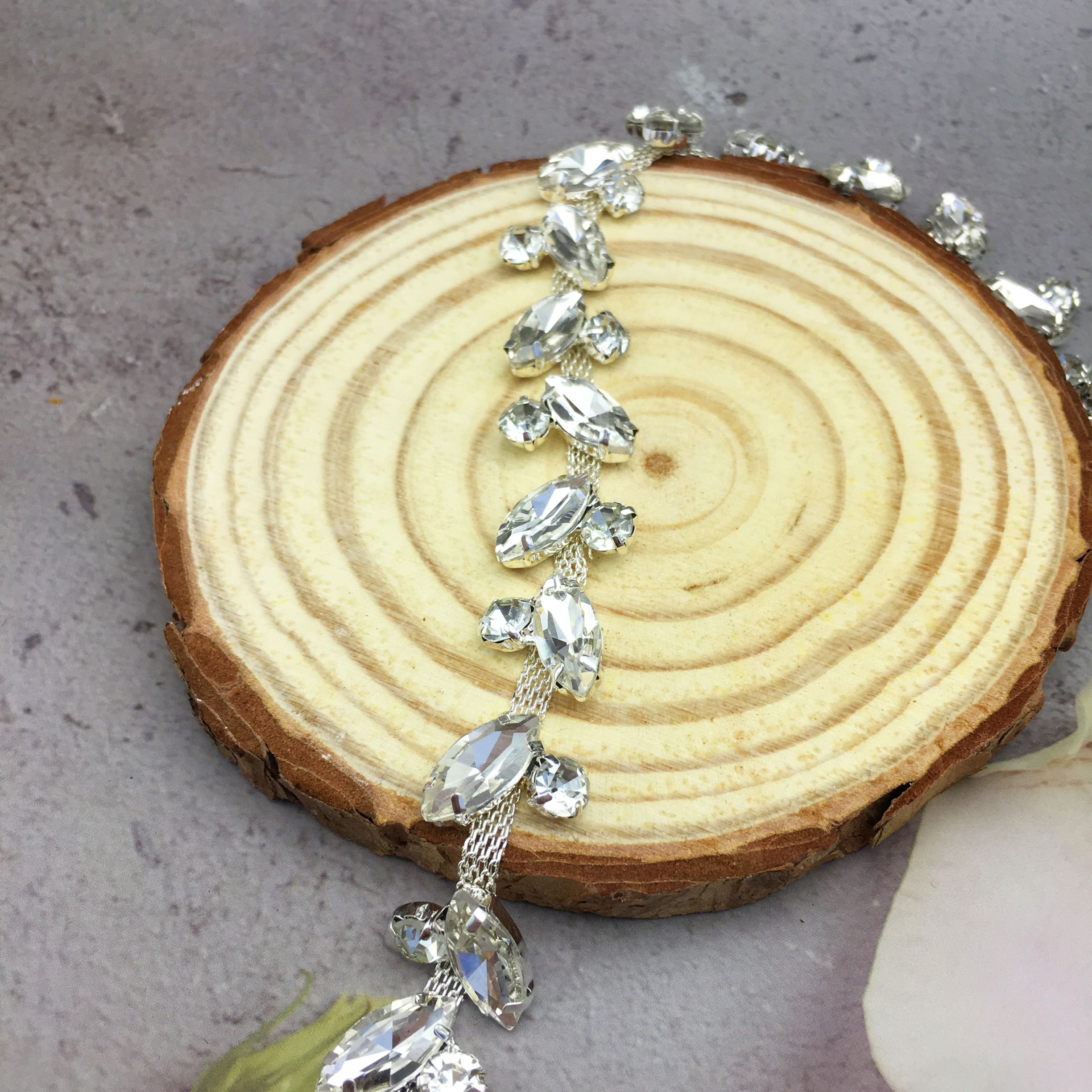 SINRONG Rhinestone decal glass rhinestone chain horse eye Wedding Dress, Bridal Belt, Evening Dress