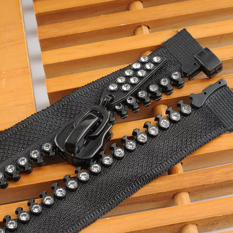 SAS High Quality 3#5#10# Rhinestones Zipper Fashion Open-End Colorful Diamond Plastic Resin Zipper