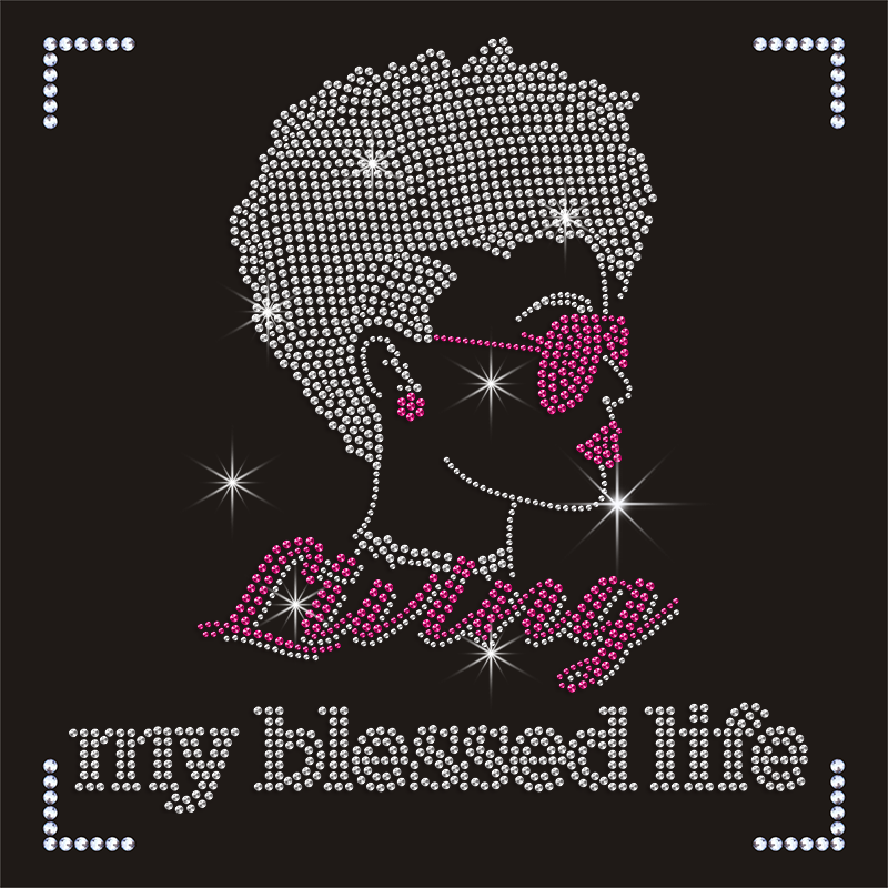 Fashion style happy africa day afro gril rhinestone transfer tee shirt afro girl
