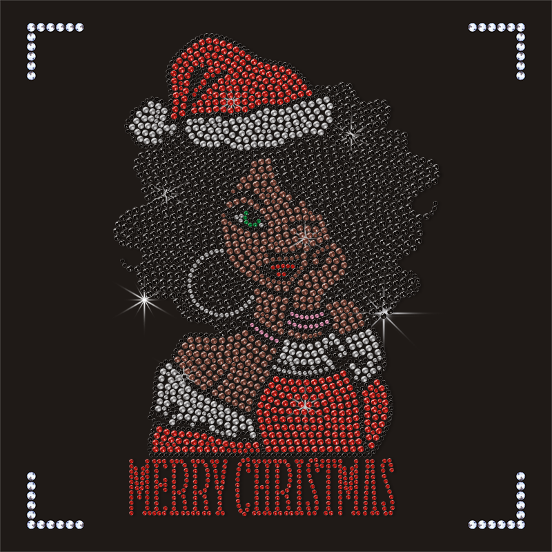 Fashion style happy africa day afro gril rhinestone transfer tee shirt afro girl