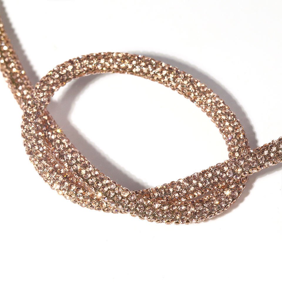 Factory Supply Shiny crystal ribbon trim ss3.5 ss5 rhinestone rope tube 6mm resin glittering rhinestones rope