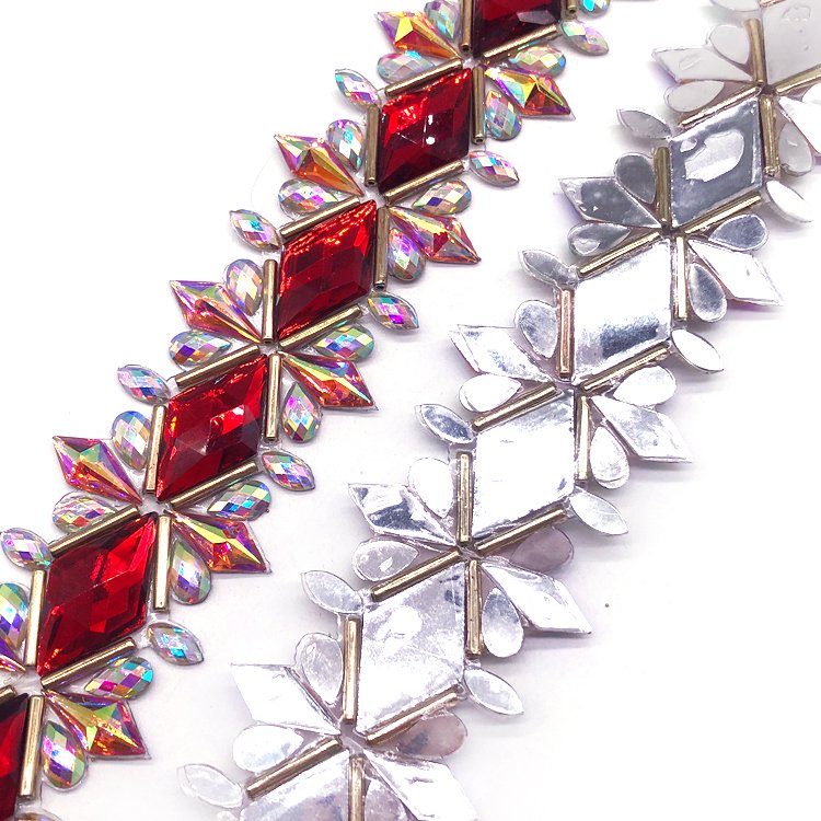 carnival costume jewelry iron on rhinestone trimming for carnival band costume processing DIY