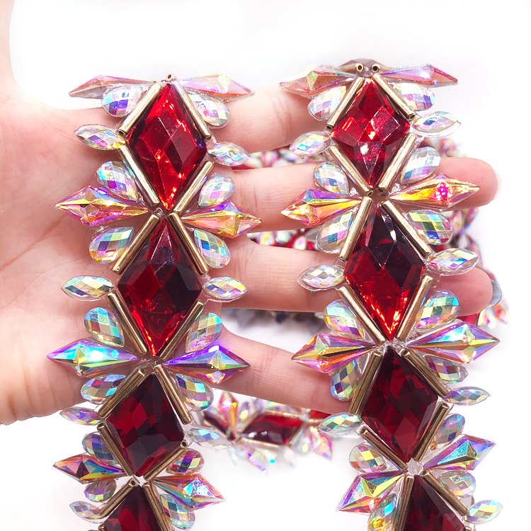 carnival costume jewelry iron on rhinestone trimming for carnival band costume processing DIY