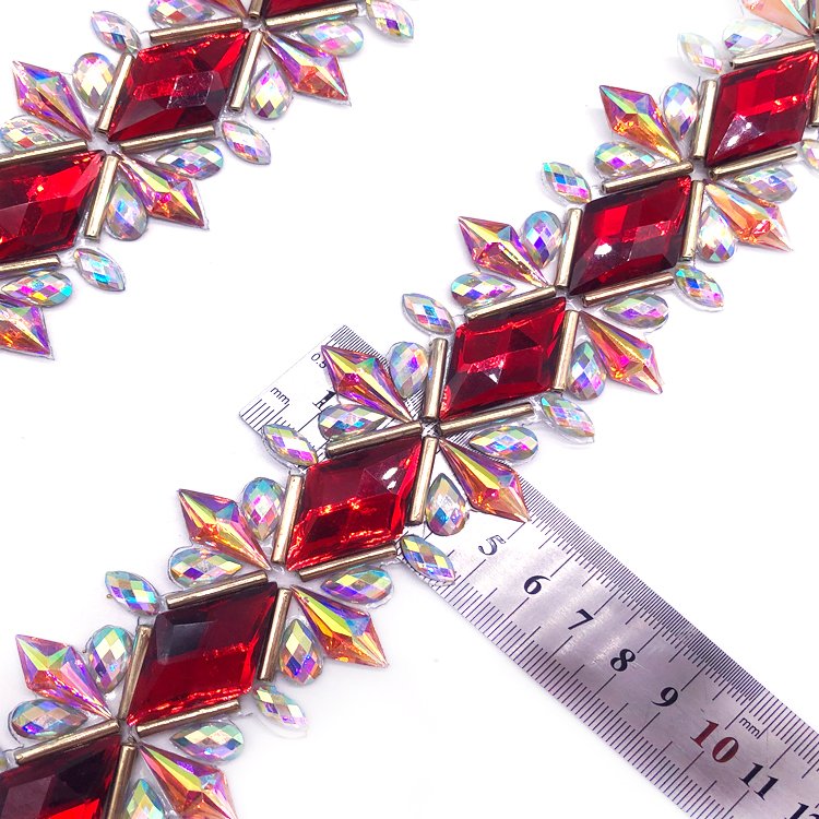 carnival costume jewelry iron on rhinestone trimming for carnival band costume processing DIY