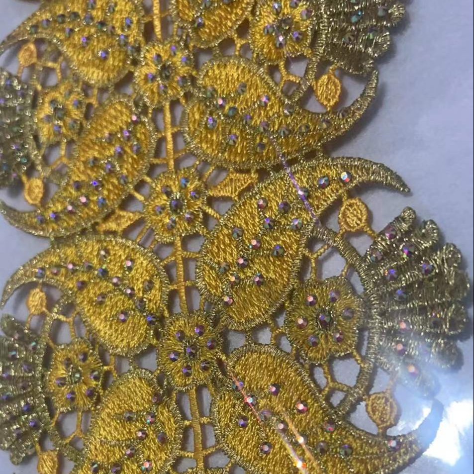 Wholesale Wide 12cm High Quantity Rhinestone Lace Trim For Wedding Dress Decoration