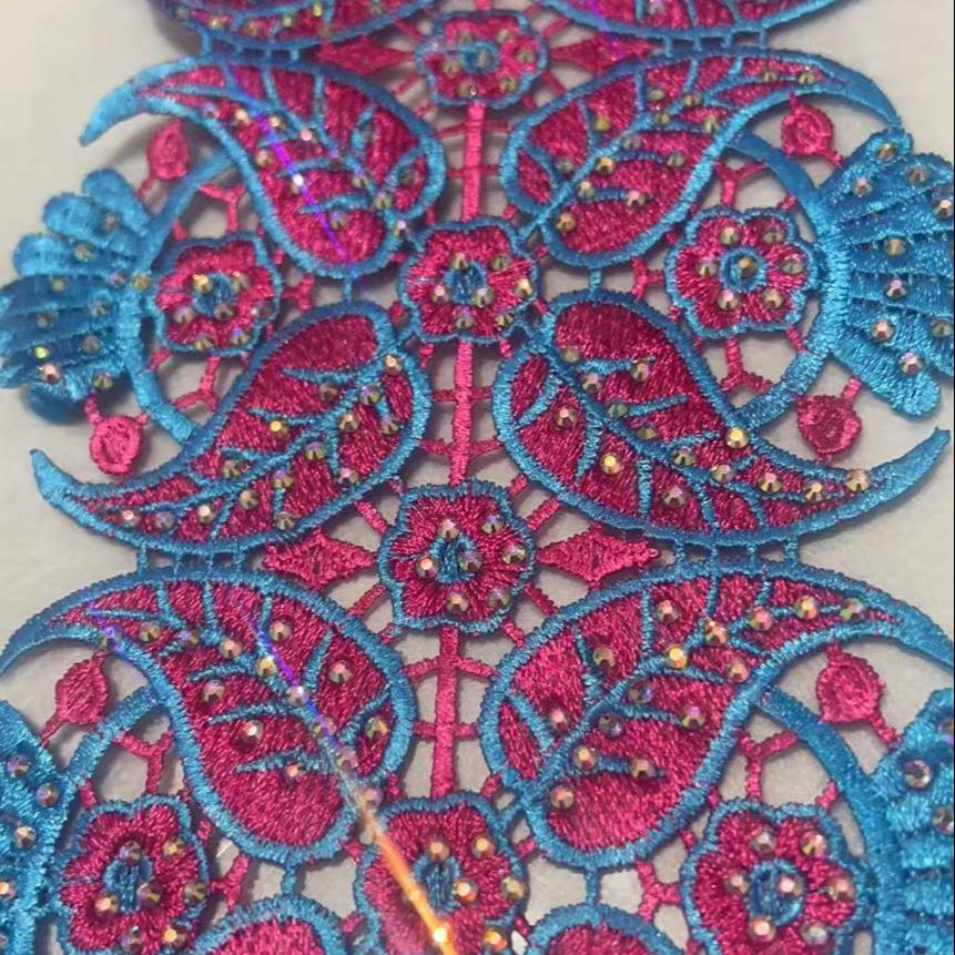Wholesale Wide 12cm High Quantity Rhinestone Lace Trim For Wedding Dress Decoration