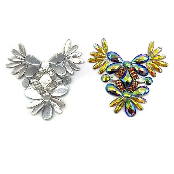 Wholesale DIY iron on rhinestone chain trimming hot fix crystal applique patch for Brazil Carnival clothes costume designing