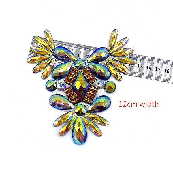 Wholesale DIY iron on rhinestone chain trimming hot fix crystal applique patch for Brazil Carnival clothes costume designing