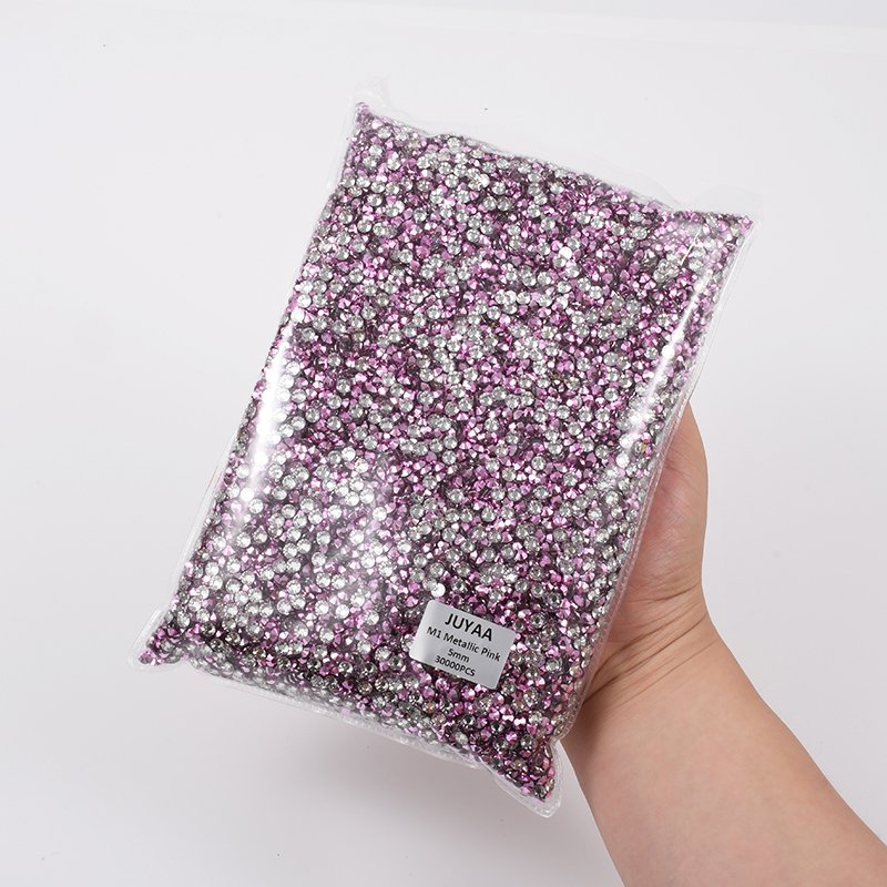 3mm 4mm 5mm Metallic Pink Rhinestone Applique Decoration Crystal Stone Flatback Resin Gems For DIY Crafts