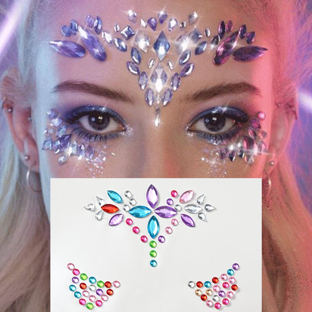 1Pcs Colorful Shiny Girl Crystal Diamond Face Stickers 3D Self-Adhesive Eye Face Glitter Rhinestone Decal DIY Party Face Slider