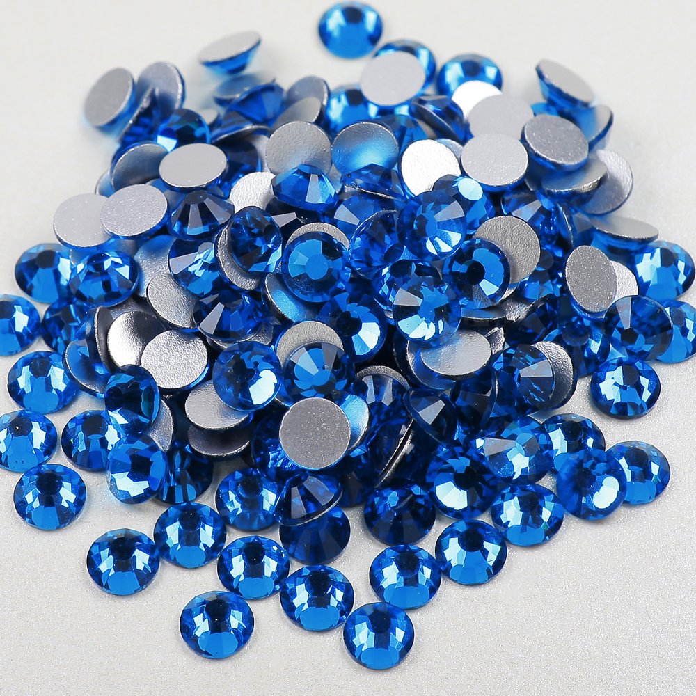 Wholesale SS8 SS10 SS12 SS16 SS20 SS30 Blue Zircon Glass Crystal Flatback Non Hotfix Rhinestone