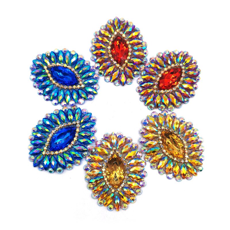 Iron on crystal bead patch applique bridal rhinestone dance trim appliques for crafts decoration