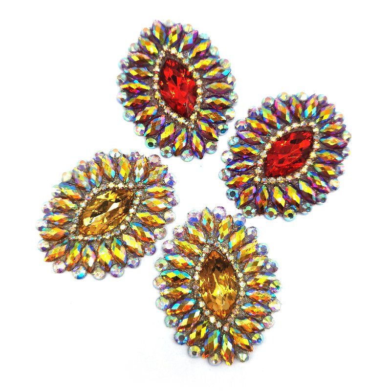 Iron on crystal bead patch applique bridal rhinestone dance trim appliques for crafts decoration